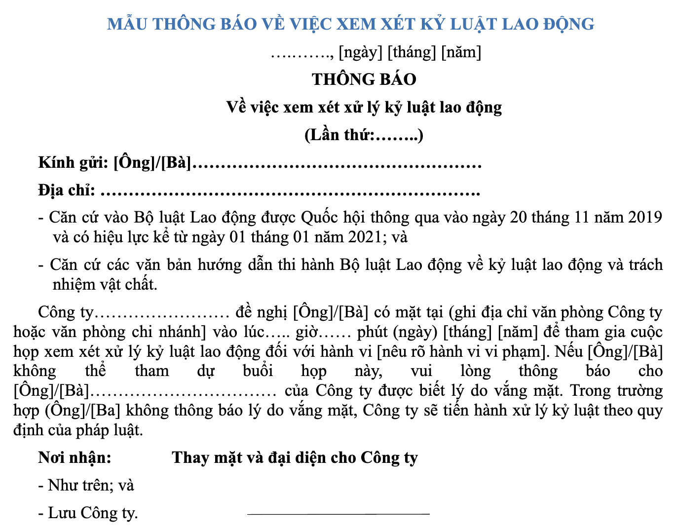 mau-thong-bao-ve-viec-xem-xet-ky-luat-lao-dong